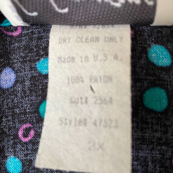 VTG 90s L.Lawrence 100% Rayon 2 Piece Set Suit Wide Leg Pants Blouse 2X Multi - Picture 5 of 12